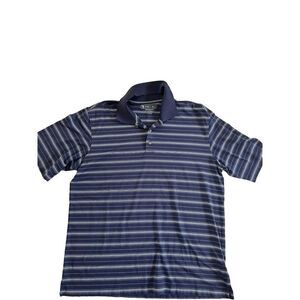 Pebble Beach‎ Golf Polo Sz L. Blue Stripped. Performance Material.